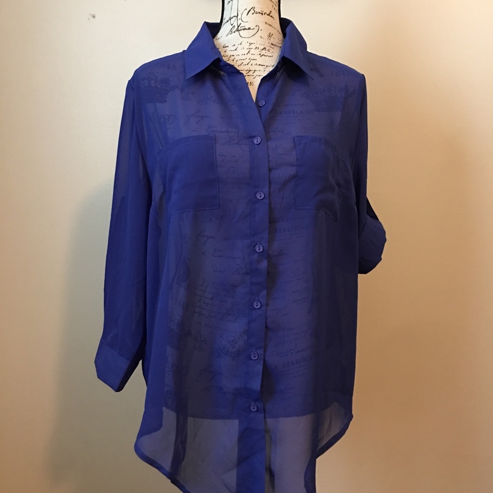🛍 Royal Blue sheer top